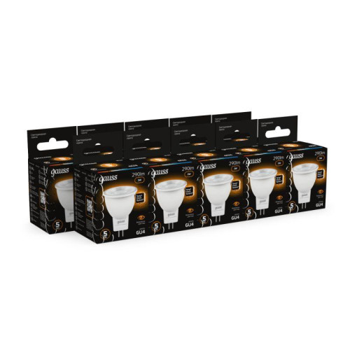Лампа светодиодная Black 3Вт MR11 софит 3000К тепл. бел. GU4 290лм GAUSS 132517103