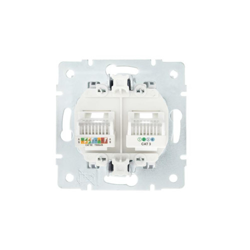 Розетка компьютерная + телефонная 1-м СП Vesna механизм бел. LEZARD 742-0288-143 Розетка компьютерная + телефонная 1-м СП Vesna механизм бел. LEZARD 742-0288-143