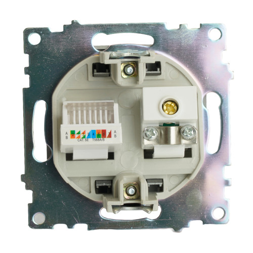 Розетка TV + компьютерная RJ-45 (механизм), серия Катрин, графит, GLS00-7106-06 Розетка TV + компьютерная RJ-45 (механизм), серия Катрин, графит, GLS00-7106-06
