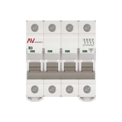 Авт. выкл. AV-6 4P 3A (B) 6kA EKF AVERES Авт. выкл. AV-6 4P 3A (B) 6kA EKF AVERES