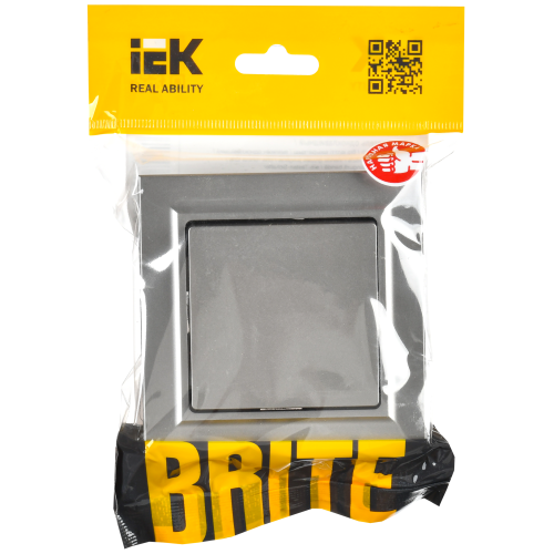 BRITE Выключатель 1-клавишный 10А в сборе ВСР10-1-0-БрС сталь IEK