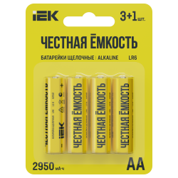 Батарейка щелочная Alkaline LR6/AA (4шт/блистер) ПРОМО IEK