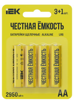Батарейка щелочная Alkaline LR6/AA (4шт/блистер) ПРОМО IEK