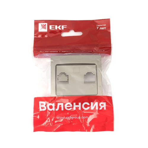 Валенсия лиц. панель розетки RJ-45 1-местная кашемир EKF Валенсия лиц. панель розетки RJ-45 1-местная кашемир EKF