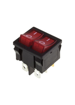 Выключатель клавишный 250В 6А (6с) ON-OFF красн. с подсветкой ДВОЙНОЙ Mini (RWB-305) Rexant 36-2160