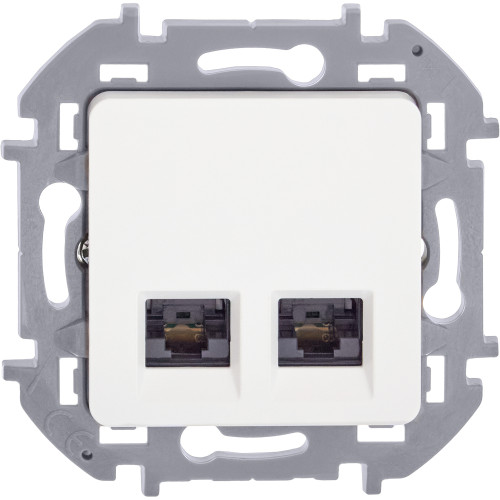 INSPIRIA Розетка компьютерная двойная RJ45 категория 5Е UTP белый INSPIRIA Розетка компьютерная двойная RJ45 категория 5Е UTP белый