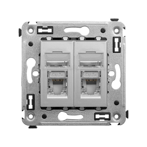 Компьютерная розетка RJ-45 в стену, кат.5e двойная экранированная, Avanti, закаленная сталь