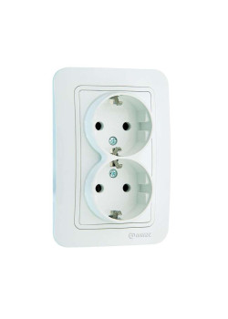 Розетка 2-м СП Lillium 16А IP20 с заземл. бел./бел. Makel 70082