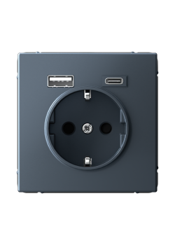 ARTGALLERY РОЗЕТКА 16А с 2 USB A+C, 5В/2,4А/3,0А, 2х5В/1,5А, механизм, ГРИФЕЛЬ