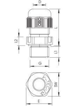 Ввод кабельный Dкаб. 16-28 (Dмонтаж. отв. 40) IP68 свет. сер. V-TEC VM40 LGR OBO 2022872