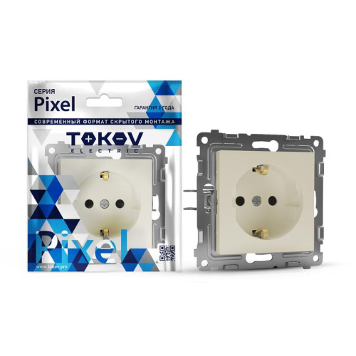 Розетка 1-м СП Pixel 16А IP20 с заземл. защ. шторки механизм беж. TOKOV ELECTRIC TKE-PX-R1ZSF-C02 Розетка 1-м СП Pixel 16А IP20 с заземл. защ. шторки механизм беж. TOKOV ELECTRIC TKE-PX-R1ZSF-C02