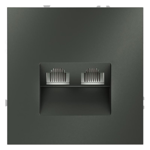 Розетка компьютерная 2-м СП S70 RJ45 + RJ45 кат.6 механизм титан Voltum VLS060206