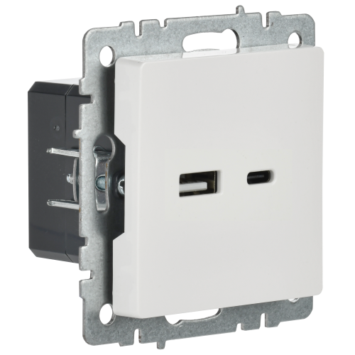 BRITE Розетка USB A+C 18Вт РЮ11-1-БрБ белый IEK
