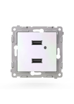 Розетка 2-м USB СП Pixel тип A+A 5В 1х2.1А 2х1.05А механизм перламутр. TOKOV ELECTRIC TKE-PX-2USB-C04