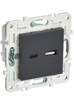 SKANDY Розетка USB A+C 3,1А SK-R14G графит IEK