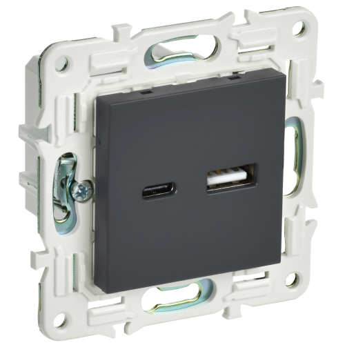 SKANDY Розетка USB A+C 3,1А SK-R14G графит IEK