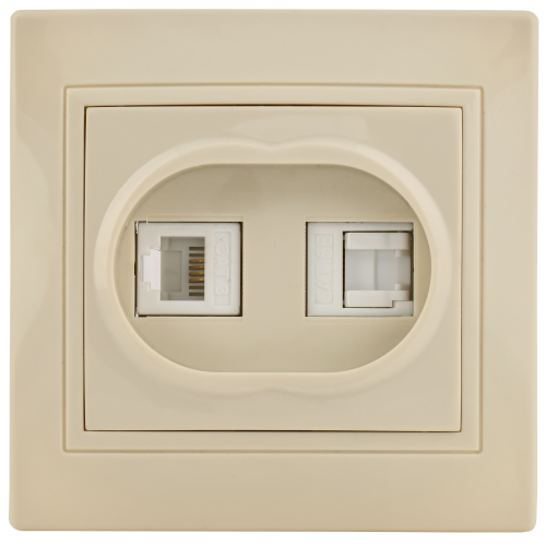 KVARTA Розетка 2-местная RJ11+RJ45 кат.5е РК/Т12-ККм кремовый GENERICA KVARTA Розетка 2-местная RJ11+RJ45 кат.5е РК/Т12-ККм кремовый GENERICA