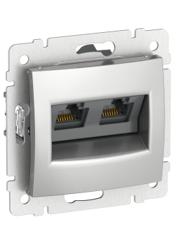 IEKVALENA Розетка компьютерная двойная RJ45 категория 5Е UTP 6902311 алюминий IEK