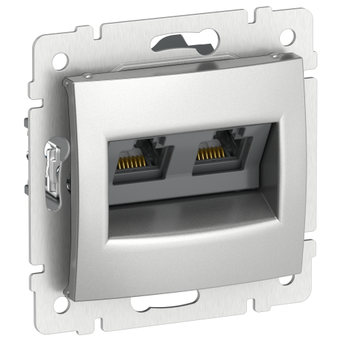 IEKVALENA Розетка компьютерная двойная RJ45 категория 5Е UTP 6902311 алюминий IEK