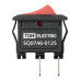 Выключатель клавишный KCD11-101 250В AC/DC, 1P, 3А, (2с), ON-OFF, черный корпус, красная клавиша, Micro TDM