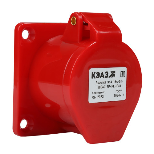 Розетка фланцевая 314-16А-6h-380AC-3P+PE-IP44
