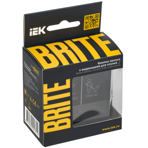 BRITE Кнопка звонка с индикацией для отелей 10А ВС10-1-9-БрГ графит IEK BRITE Кнопка звонка с индикацией для отелей 10А ВС10-1-9-БрГ графит IEK