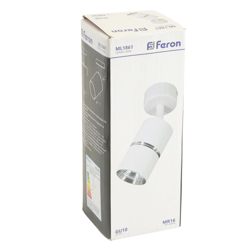 Светильник Feron ML1861 ZEN настенно-потолочный под лампу GU10, белый, хром Светильник Feron ML1861 ZEN настенно-потолочный под лампу GU10, белый, хром