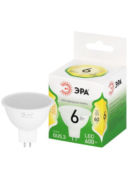 Лампа светодиодная GREEN LINE MR16-6W-830-GU5.3 GL 6Вт софит 3000К свет тепл. GU5.3 Эра Б0067076