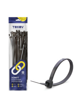 Хомут кабельный нейлоновый черн. 4.8х200 (уп.100шт) TOKOV ELECTRIC TKE-HNS-4.8-200-B/100