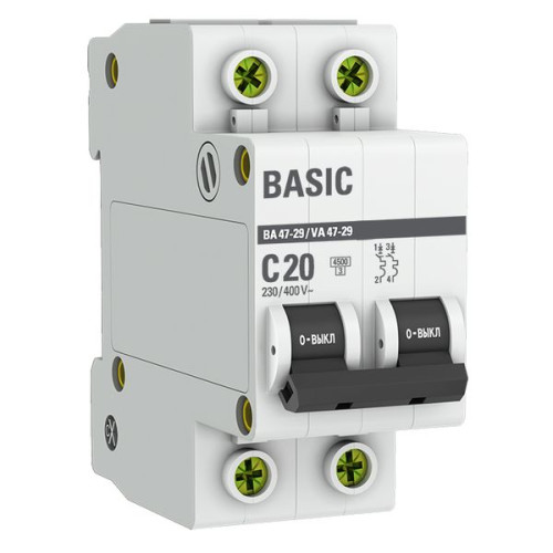 Авт. выкл. ВА 47-29 2P 20А (C) 4,5кА BASIC