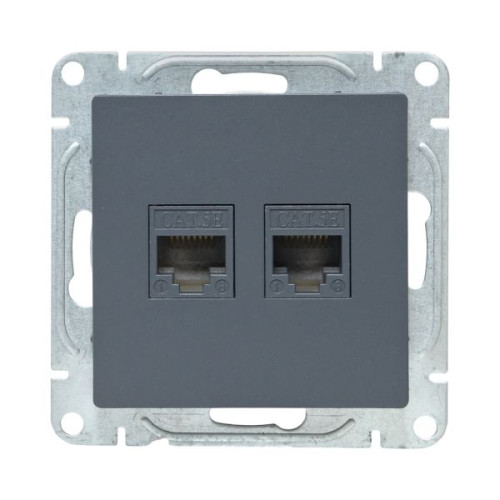 Механизм роз., RJ45 - 2шт, (cat5), графит., Эпика EKF Механизм роз., RJ45 - 2шт, (cat5), графит., Эпика EKF