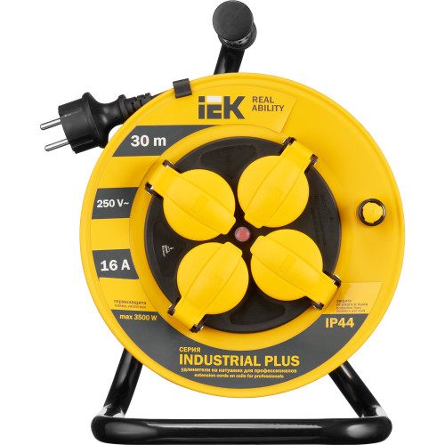 INDUSTRIAL PLUS Катушка УК30 4 места IP44 с заземлением с термозащитой 3х1,5мм2 30м IEK INDUSTRIAL PLUS Катушка УК30 4 места IP44 с заземлением с термозащитой 3х1,5мм2 30м IEK