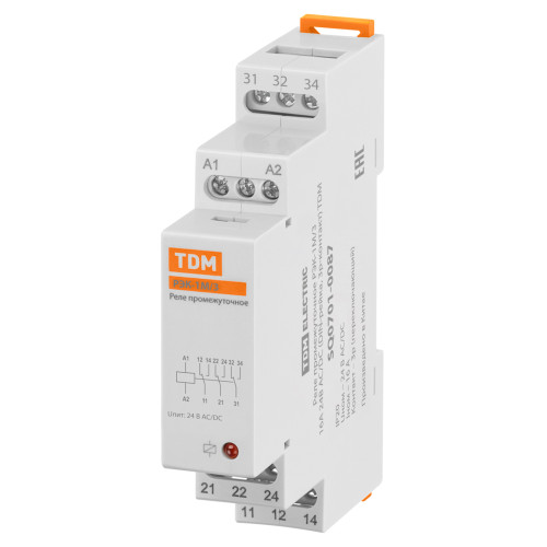 Реле промежуточное РЭК-1М/3 16А  24В АС/DC (DIN-рейка, 3р-контакт) TDM