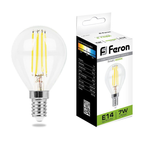 Лампа светодиодная Feron LB-52 Шарик E14 7W 230V 4000K