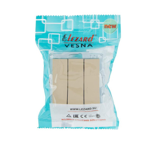 Выключатель тройной VESNA зол. LEZARD 742-3688-109 Выключатель тройной VESNA зол. LEZARD 742-3688-109