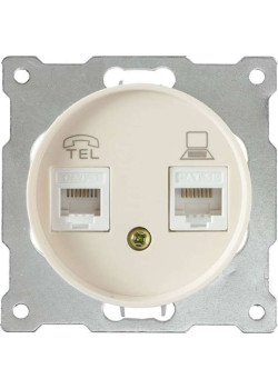 Розетка компьютерная + телефонная 2-м СП Florence RJ45 + RJ11 кат.5E механизм беж. (1E20801301) OneKeyElectro 2172794