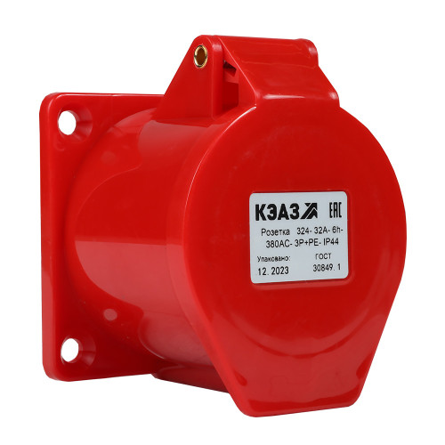 Розетка фланцевая 324-32А-6h-380AC-3P+PE-IP44 Розетка фланцевая 324-32А-6h-380AC-3P+PE-IP44