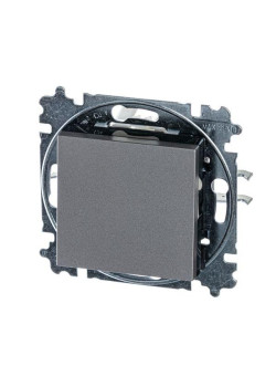 Выключатель 1-кл. СП Levit IP20 сталь/дым. черн. ABB 2CHH590145A6069