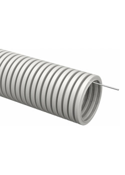 Труба гофрированная ПВХ d16мм с протяжкой сер. (уп.25м) TOKOV ELECTRIC TKE-TG/P-16-C06/25