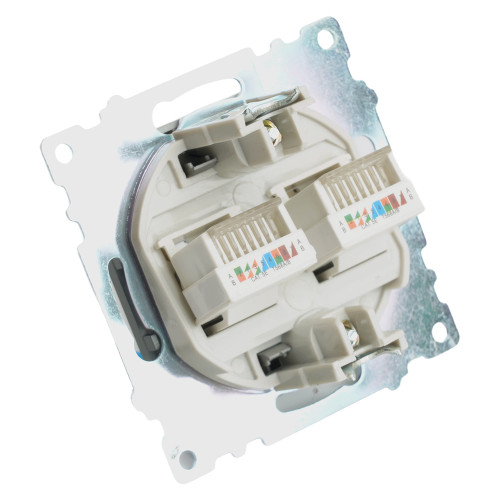 Розетка компьютерная 2-местная RJ-45 (механизм) STEKKER GLS00-7109-06 , серия Катрин, графит Розетка компьютерная 2-местная RJ-45 (механизм) STEKKER GLS00-7109-06 , серия Катрин, графит