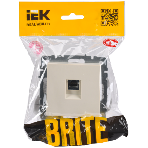 BRITE Розетка компьютерная RJ45 кат.5E РК10-БрКр бежевый IEK BRITE Розетка компьютерная RJ45 кат.5E РК10-БрКр бежевый IEK