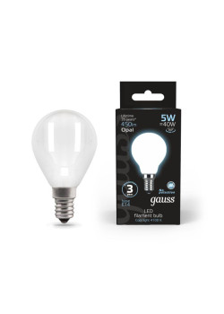 Лампа светодиодная филаментная Black Filament 5Вт P45 шар матовая 4100К нейтр. бел. E14 450лм GAUSS 105201205
