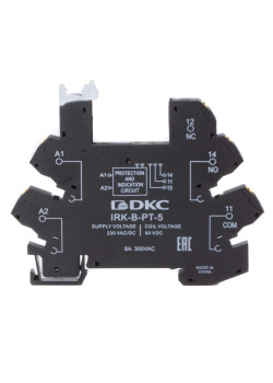 Колодка ультратонкая для реле серии RIS, вх. напр. 230V AC/DC, push-in клеммы