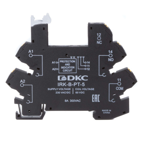 Колодка ультратонкая для реле серии RIS, вх. напр. 230V AC/DC, push-in клеммы