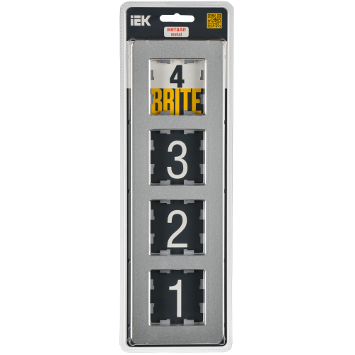 BRITE Рамка 4-местная РУ-4-1-Бр металл алюминий RE IEK