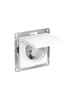 ATLASDESIGN РОЗЕТКА с заземлением со шторками с крышкой, 16А, IP20, механизм, БЕЛЫЙ