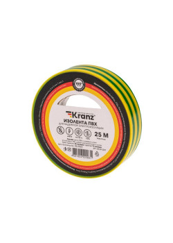 Изолента ПВХ 0.13х19мм 25м желт./зел. (уп.5шт) Kranz KR-09-2207