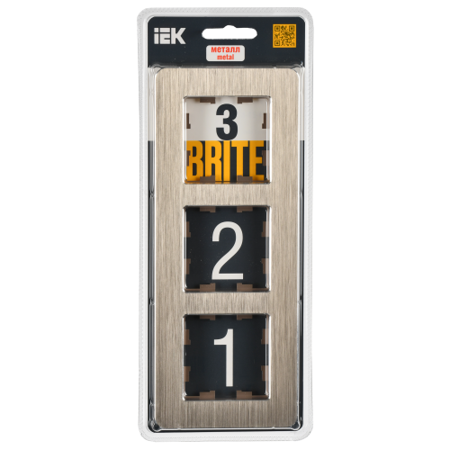 BRITE Рамка 3-местная РУ-3-1-Бр металл шампань RE AL IEK BRITE Рамка 3-местная РУ-3-1-Бр металл шампань RE AL IEK