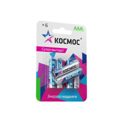 Элемент питания алкалиновый AAA/LR03 BP-6 (блист.6шт) КОСМОС KOCLR03BL6