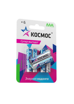 Элемент питания алкалиновый AAA/LR03 BP-6 (блист.6шт) КОСМОС KOCLR03BL6